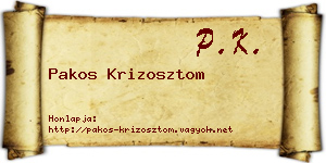 Pakos Krizosztom névjegykártya